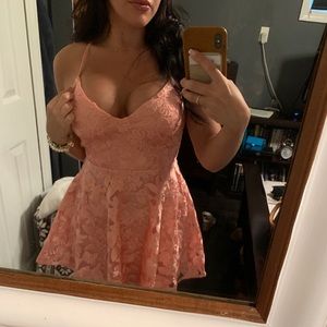 Lulu’s Pink Criss Cross Halter Dress
